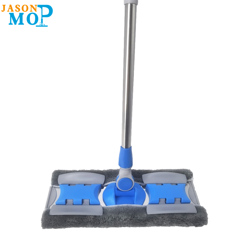 Högkvalitativ stål MOP mikrofiber rostfritt stål stång förlängd platt mop golv rengöring